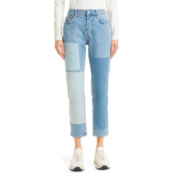 RAILS The‎ Atwater High Waist Relaxed Straight Leg Jeans In Faded Blue Patchwork - Picture 1 of 6